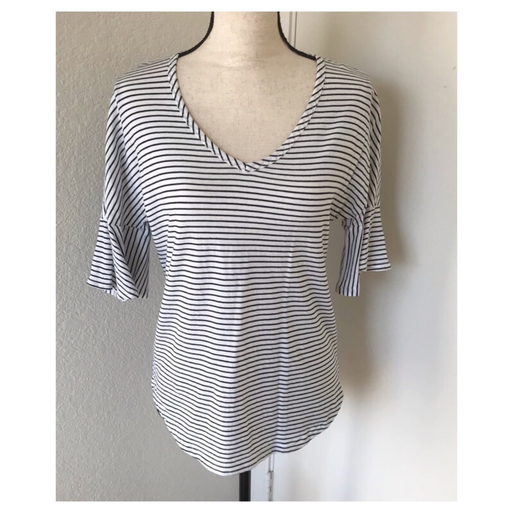 Cabi Striped Black & White Skipper Tee